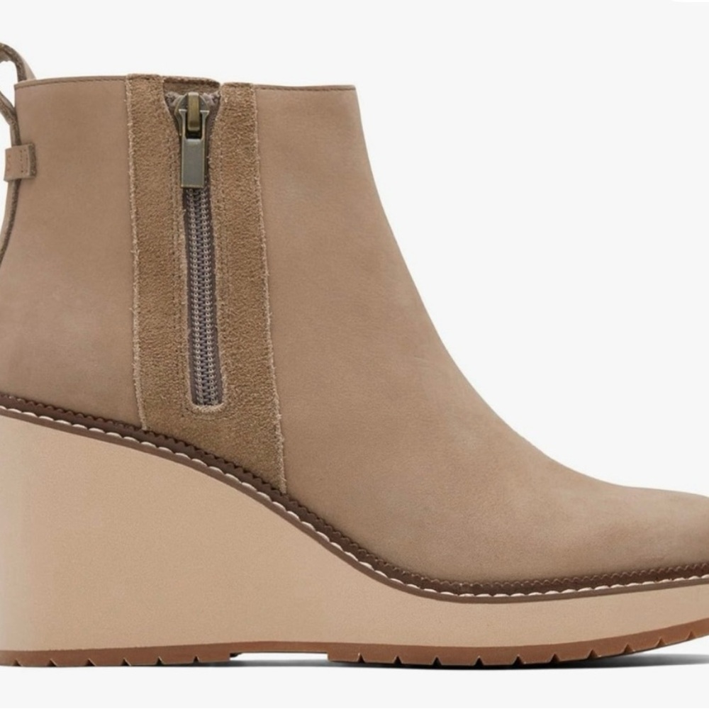 Toms Tan Wedge Ankle Boots